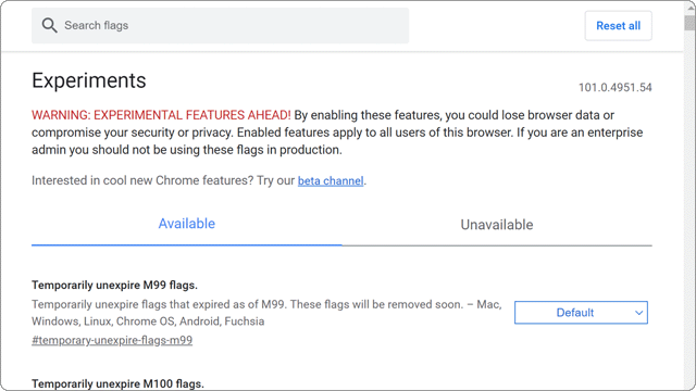 chrome flags 設定
