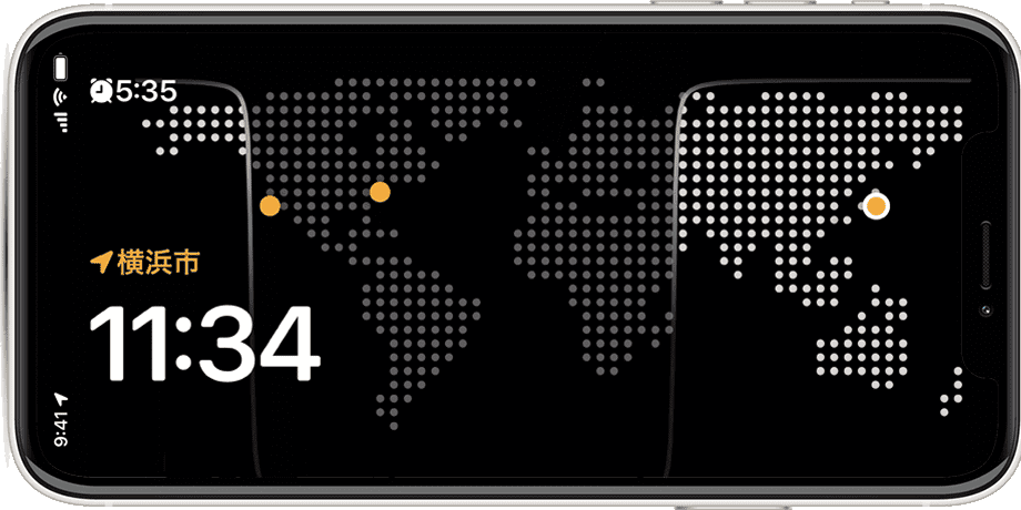 iPhoneのスタンバイモード：時計のフルスクリーン表示パターン2