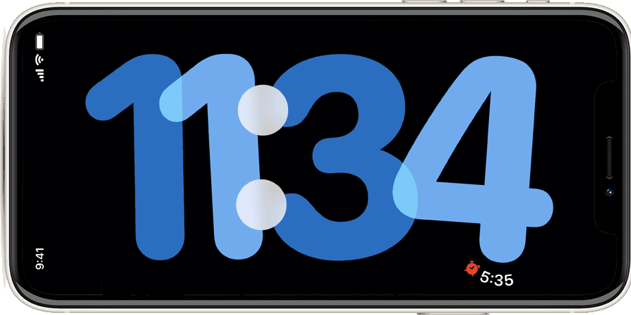 iPhoneのスタンバイモード：時計のフルスクリーン表示パターン4