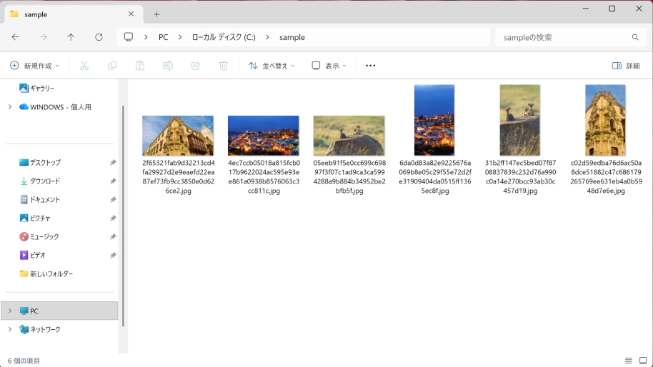 Windowsスポットライトを一括で変換し画像として表示された状態