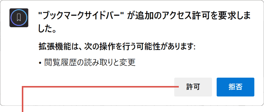 追加のアクセス許可を要求しました