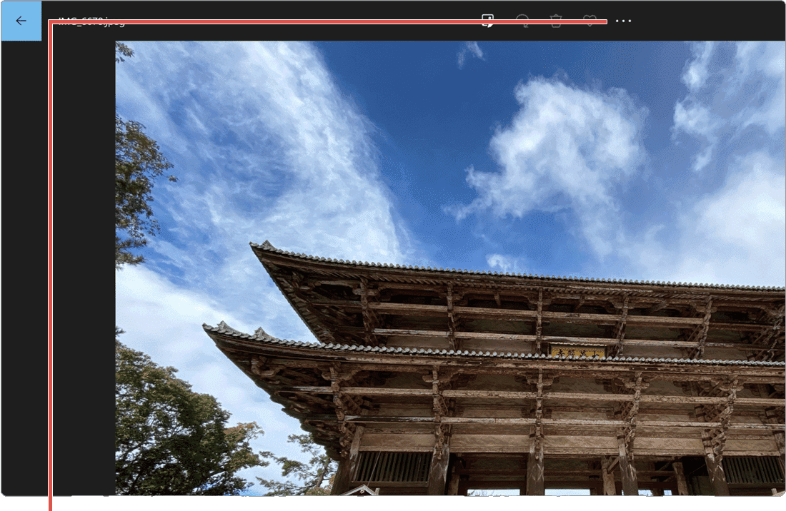 画像のサイズ フォトで表示された画像