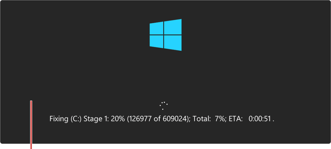 チェックディスク:画面を閉じて再起動